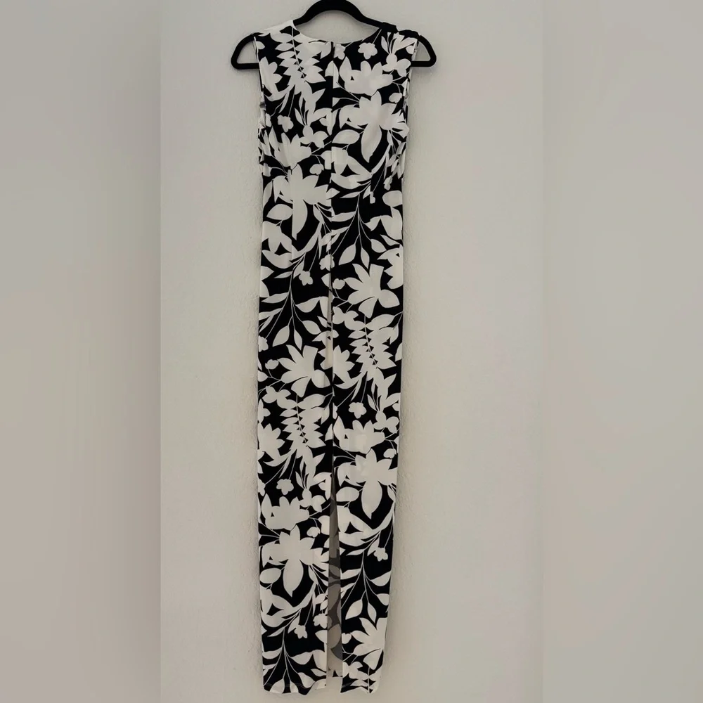 Chaps Black White Floral Dress Size 4 Chic Evening Cocktail - Picture 5 of 9